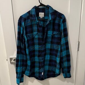Blue Flannel Plaid Men's Shirt